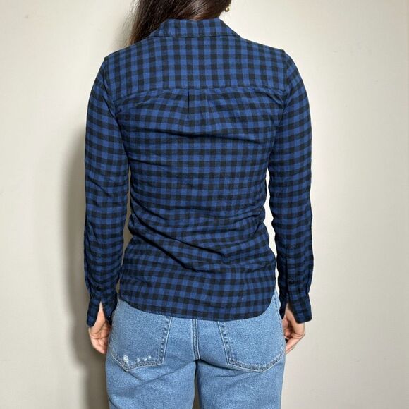 Madewell Blue Checkered Preppy Slim Fit Button Up Flannel Size XS - Picture 2 of 3